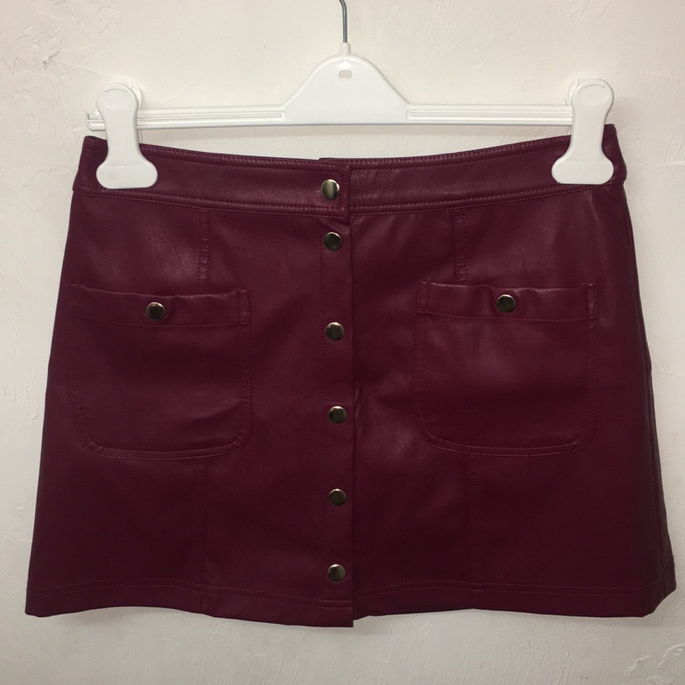 Maroon Leather Skirt
